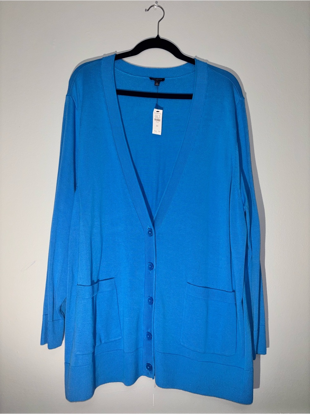 Talbots Bright Blue V-Neck Button Cardigan